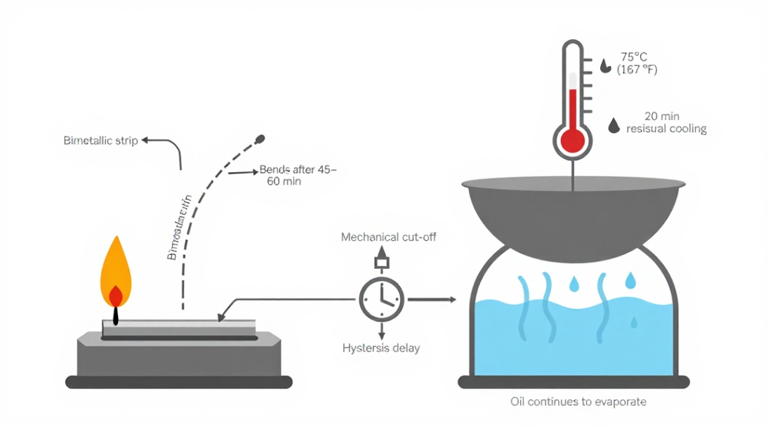 How mechanical hysteresis keeps oils evaporating long after the flame cuts off.